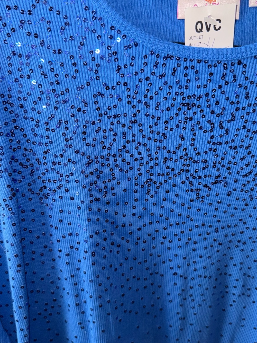 QVC Royal Blue Sequin Embellished Top - Picture 5 of 7